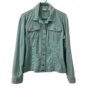 CHICO'S TEAL Corduroy Button Front JACKET SIZE 1 (S/8)